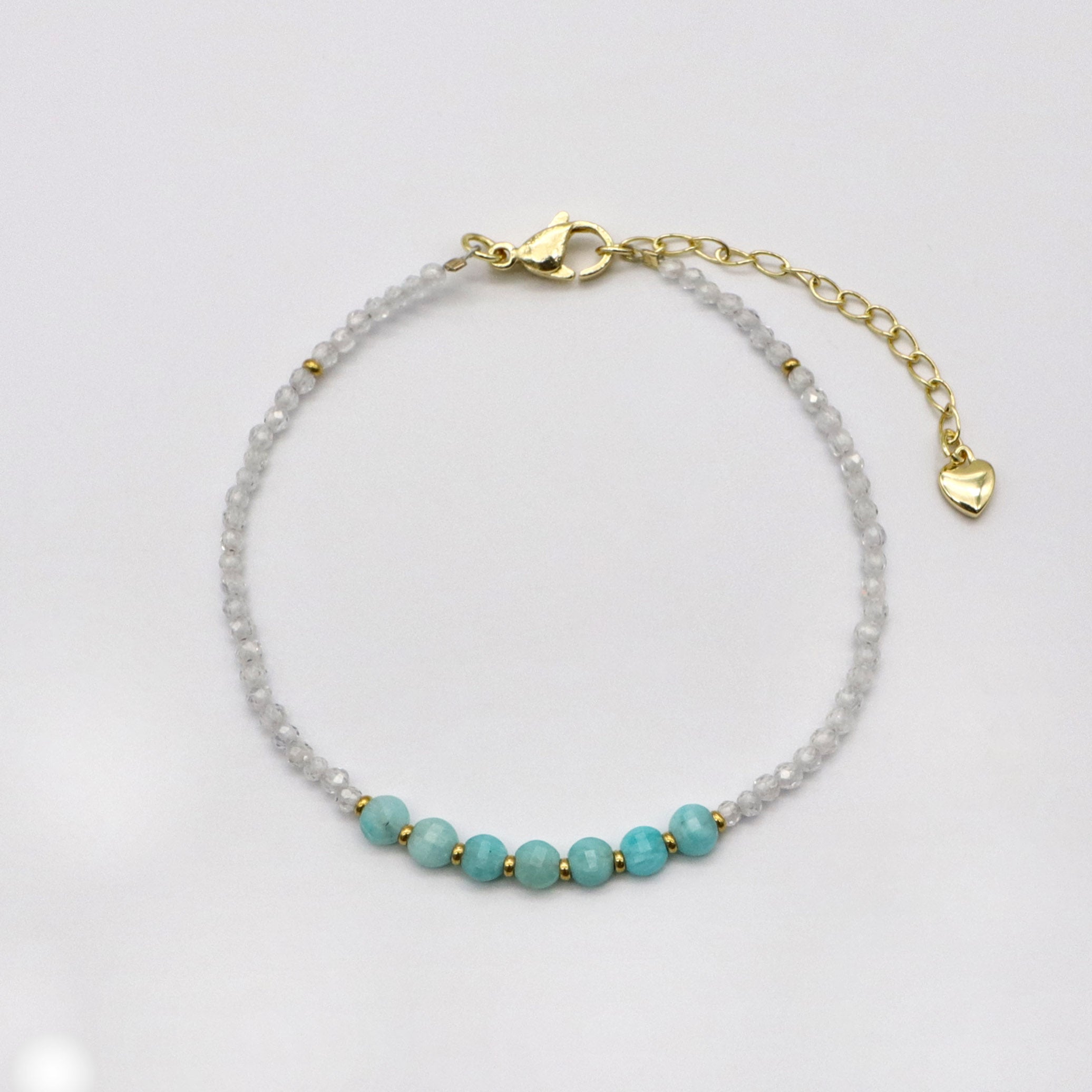Basic Small Amazonite Beads Zircon Bracelet Set