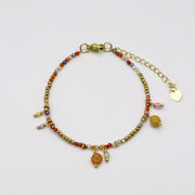 Warm Sunset Vibe Natural Stone Layered Bracelet Set with Bow Charm [B127]