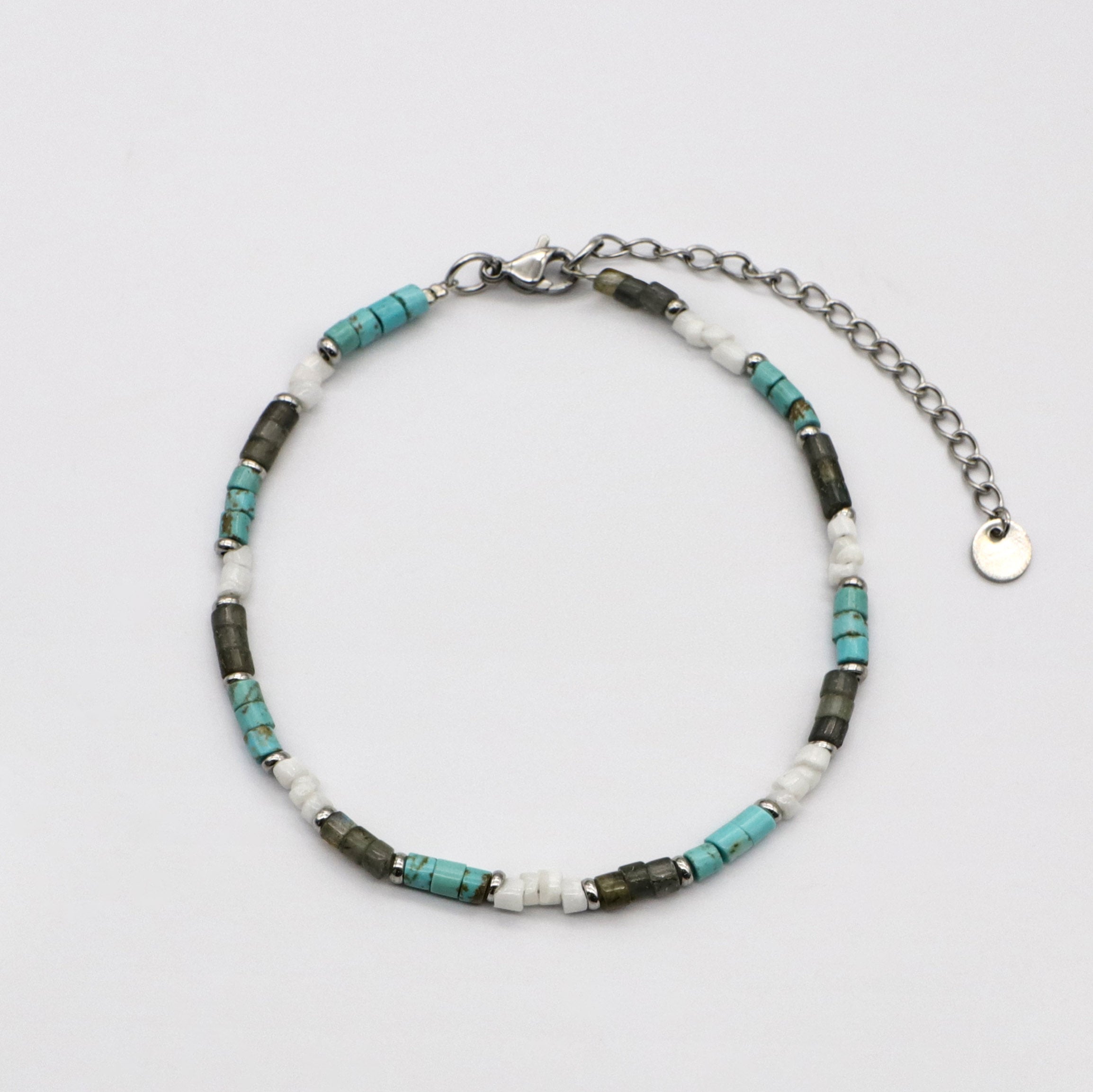 Boho Summer Vibes Beaded Stack Bracelet Set with Turquoise and Shell [B128]