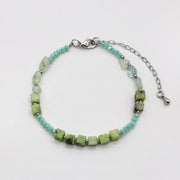 Trendy Green Nature Bracelet Set  With Wood Crystal Elements [B117]