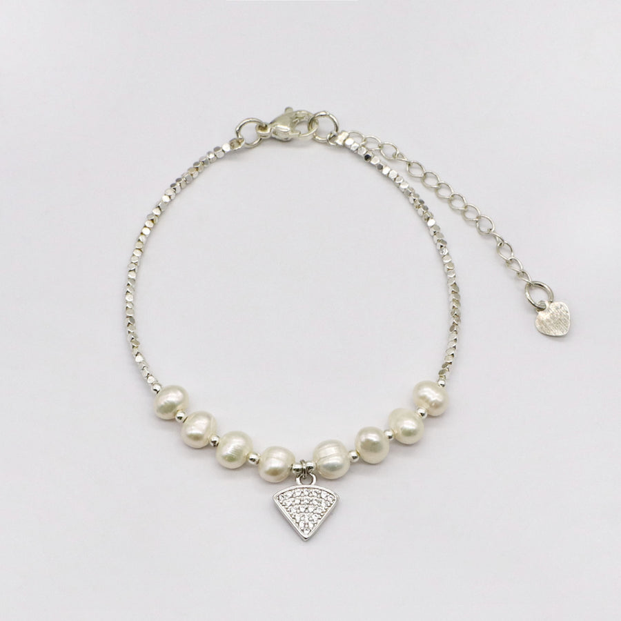Minimalist Pearl and Smoky Quartz Stack Bracelet Set [B120]