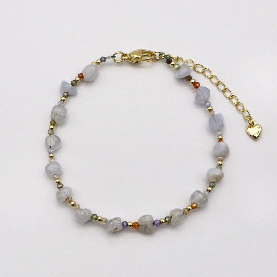 Ethereal Light Purple Amethyst and Blue Lace Agate Beads Hande Made Bracelet Set [B122]