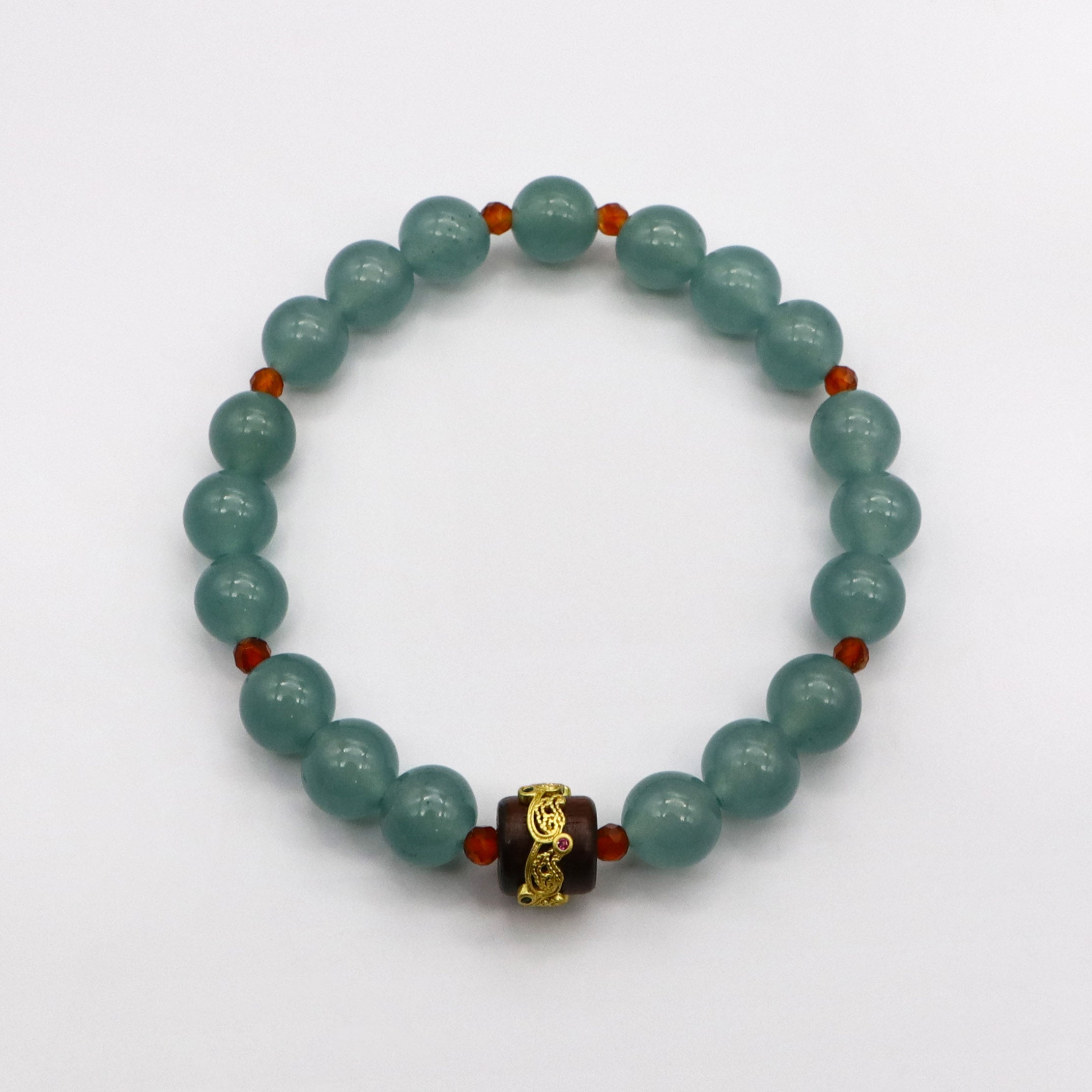 Luxurious Style Natural Wood With Jade Bracelet