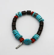 Summer Turquoise and Red Coral Bracelet Set  [B196]