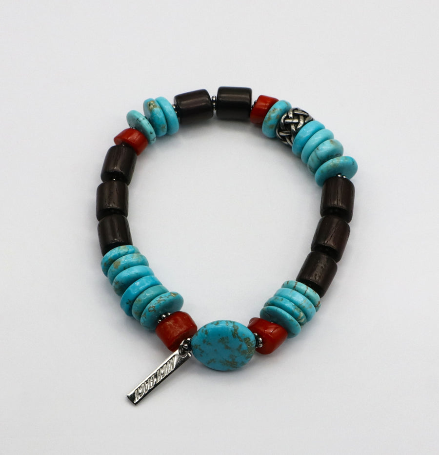 Summer Turquoise and Red Coral Bracelet Set  [B196]