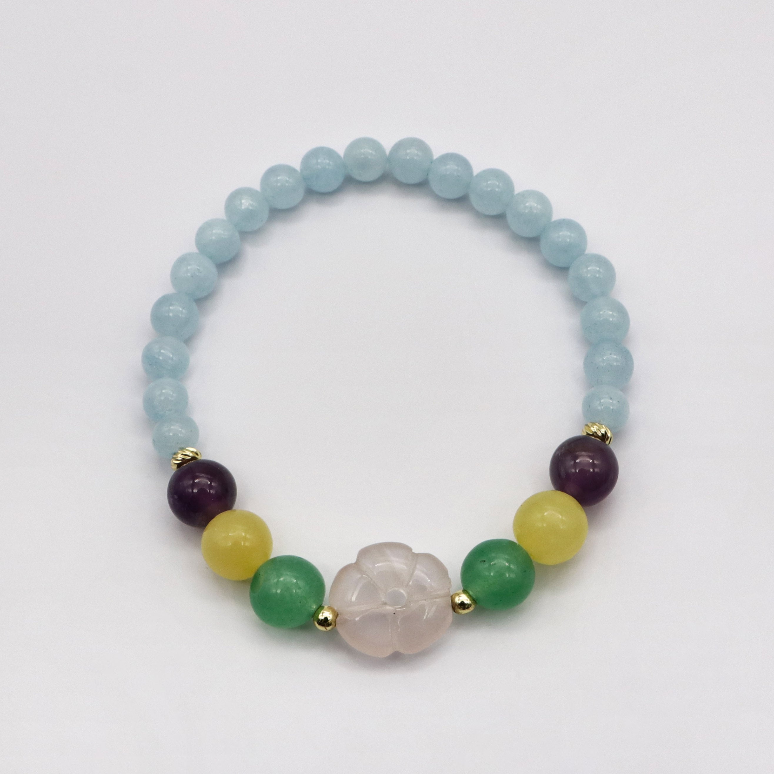 Bohemian Style Flower-shaped Rose Quartz Bracelet Set