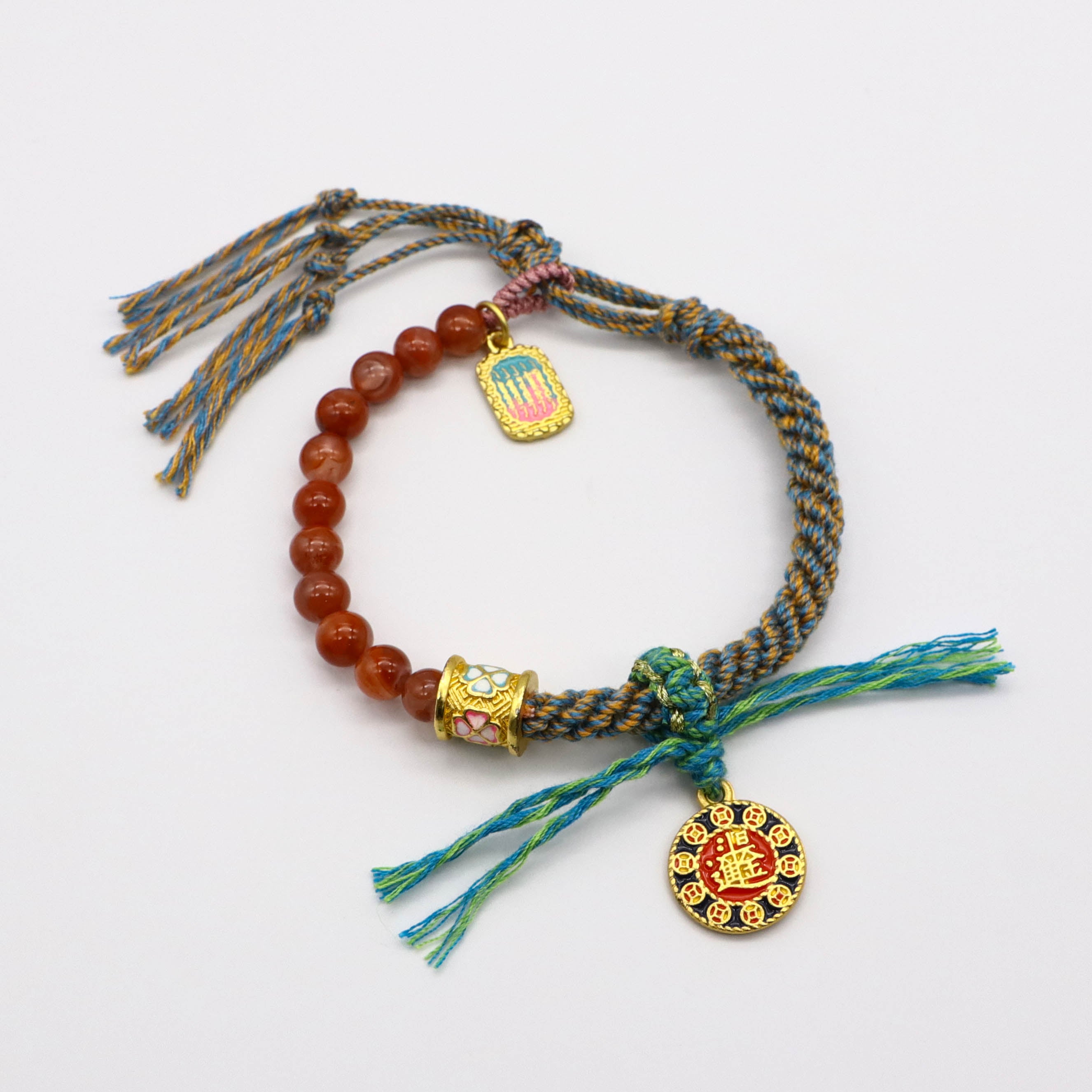 Lucky Connections Red Agate Woven Bracelet