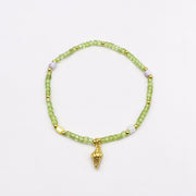 Casual Everyday Turquoise and Prehnite Beaded Bracelet [B221]