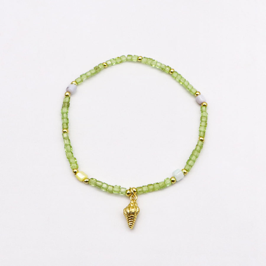 Casual Everyday Turquoise and Prehnite Beaded Bracelet [B221]