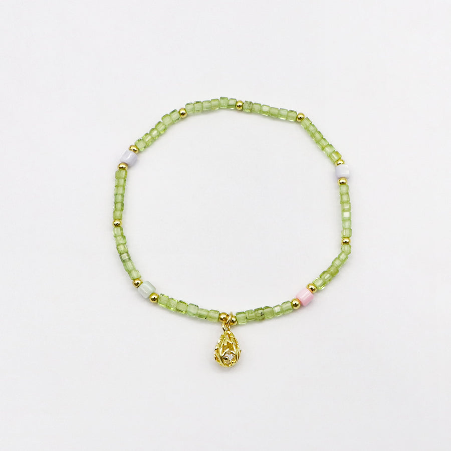 Green Peridot and Kunzite Bracelet  [B211]