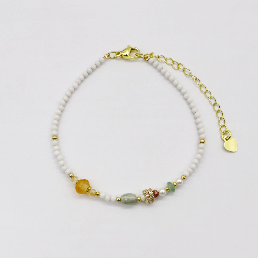Boho Bracelet Set Natural Stone  Gold Layered Jewelry with Moon Charm for Lady [B115]