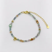 Trendy Crystal Pearl Stackable Bracelet Set for Lady Green Yellow Natural Stone Layered Bracelets [B116]