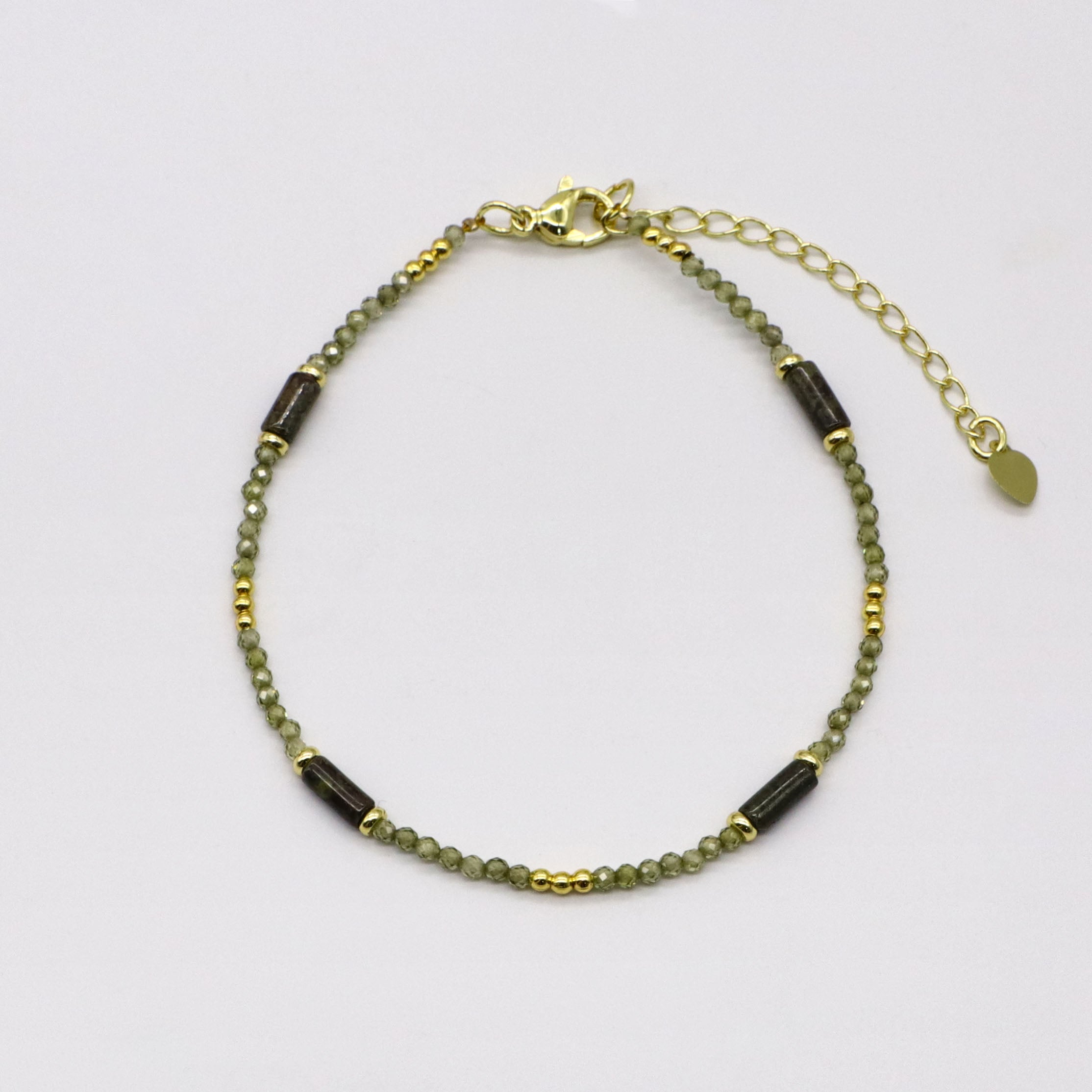 Minimalist CZ and Natural Stone Bracelet   [B217]