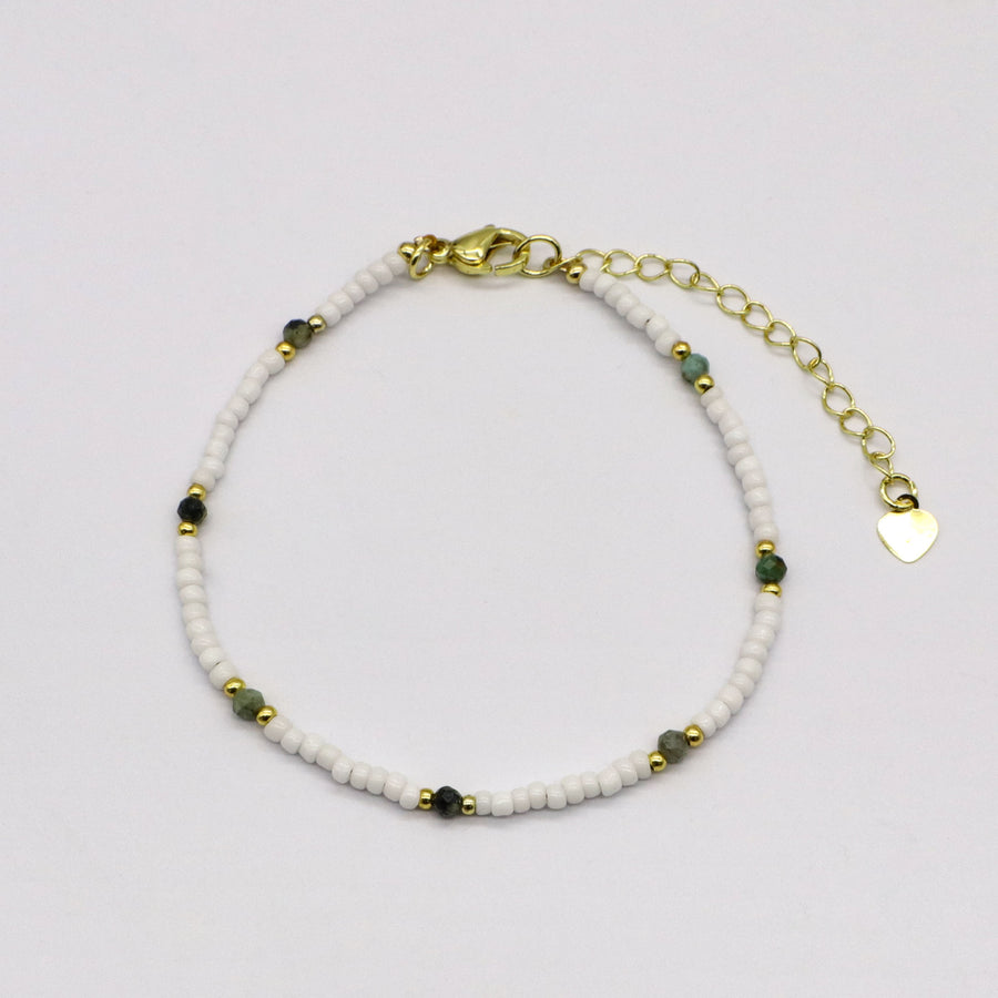Minimalist Pearl and Smoky Quartz Stack Bracelet Set [B120]
