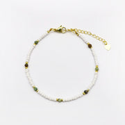 Minimalist CZ and Natural Stone Bracelet   [B217]