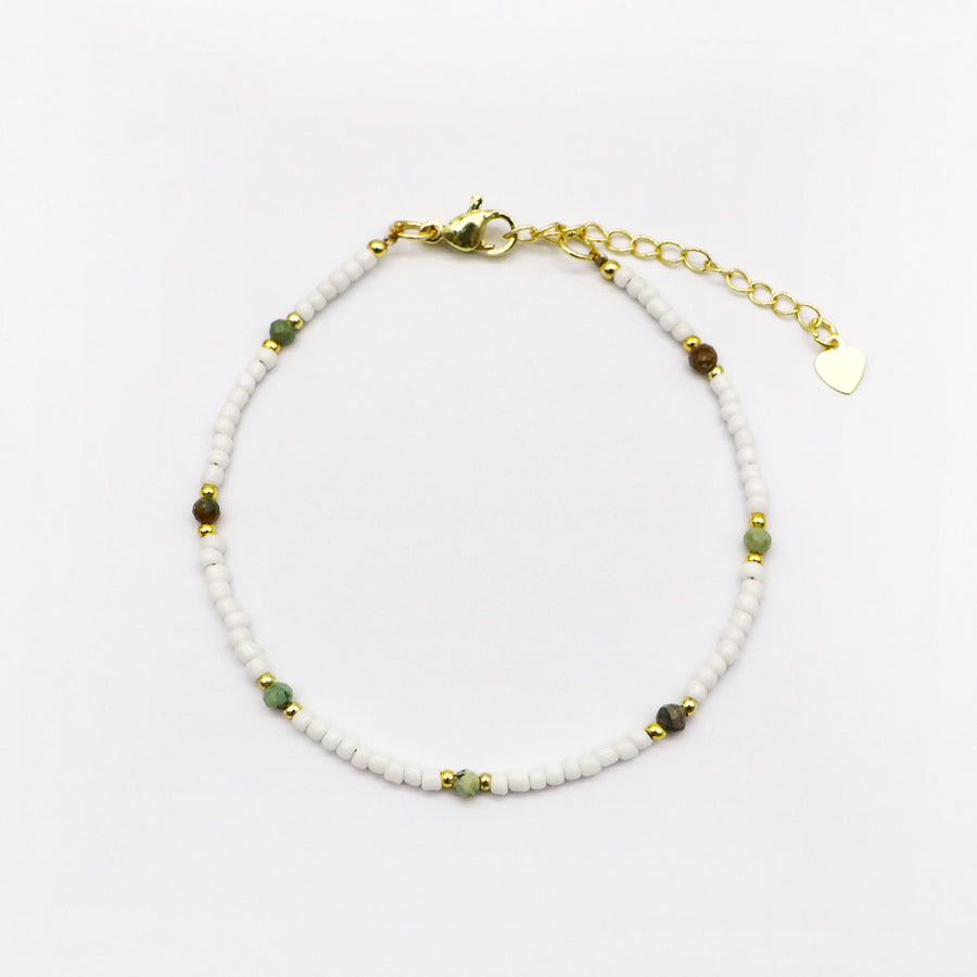 Minimalist CZ and Natural Stone Bracelet   [B217]
