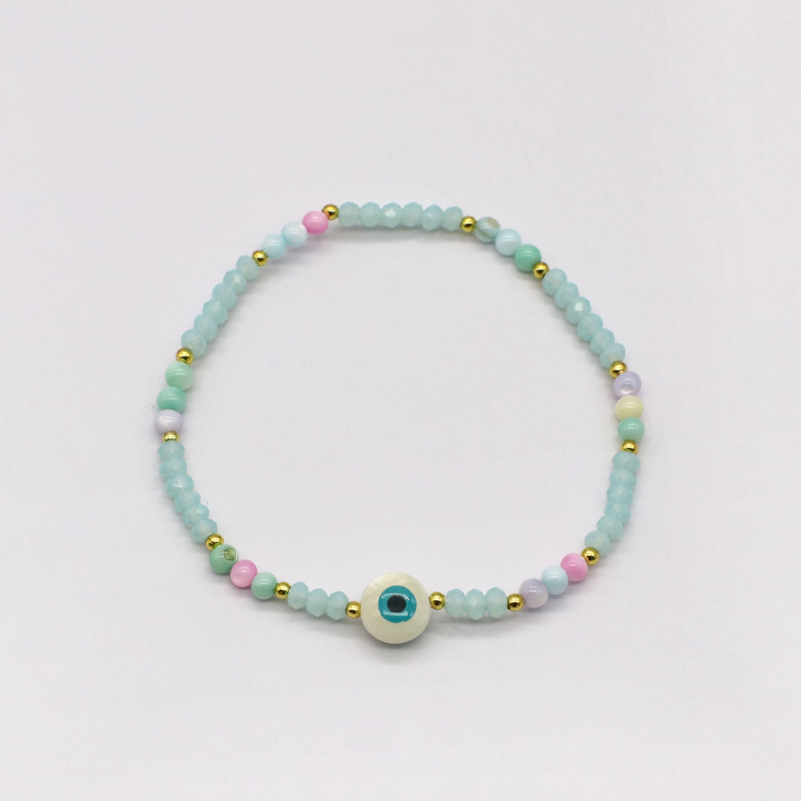 Ocean Vibe Blue Apatite and Pearl Charm Bracelet Set [B121]