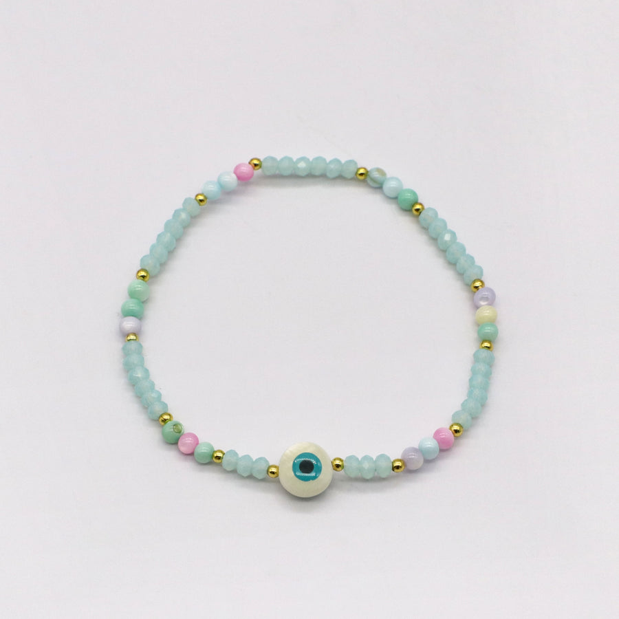 Ocean Vibe Blue Apatite and Pearl Charm Bracelet Set [B121]