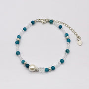 Ocean Vibe Blue Apatite and Pearl Charm Bracelet Set [B121]