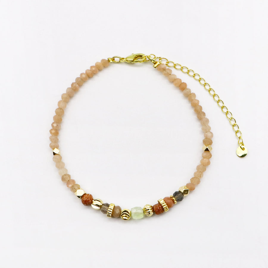 Handmade Dainty Warm Tone Mixed Crystal Bracelet [B223]