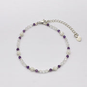 Ethereal Light Purple Amethyst and Blue Lace Agate Beads Hande Made Bracelet Set [B122]