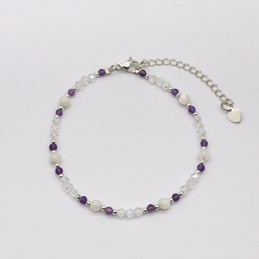 Ethereal Light Purple Amethyst and Blue Lace Agate Beads Hande Made Bracelet Set [B122]