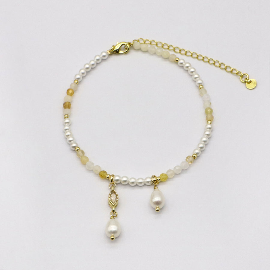 Elegant Mother of Pearl and Freshwater Pearl Plum Blossom Charm Bracelet Set [B124]