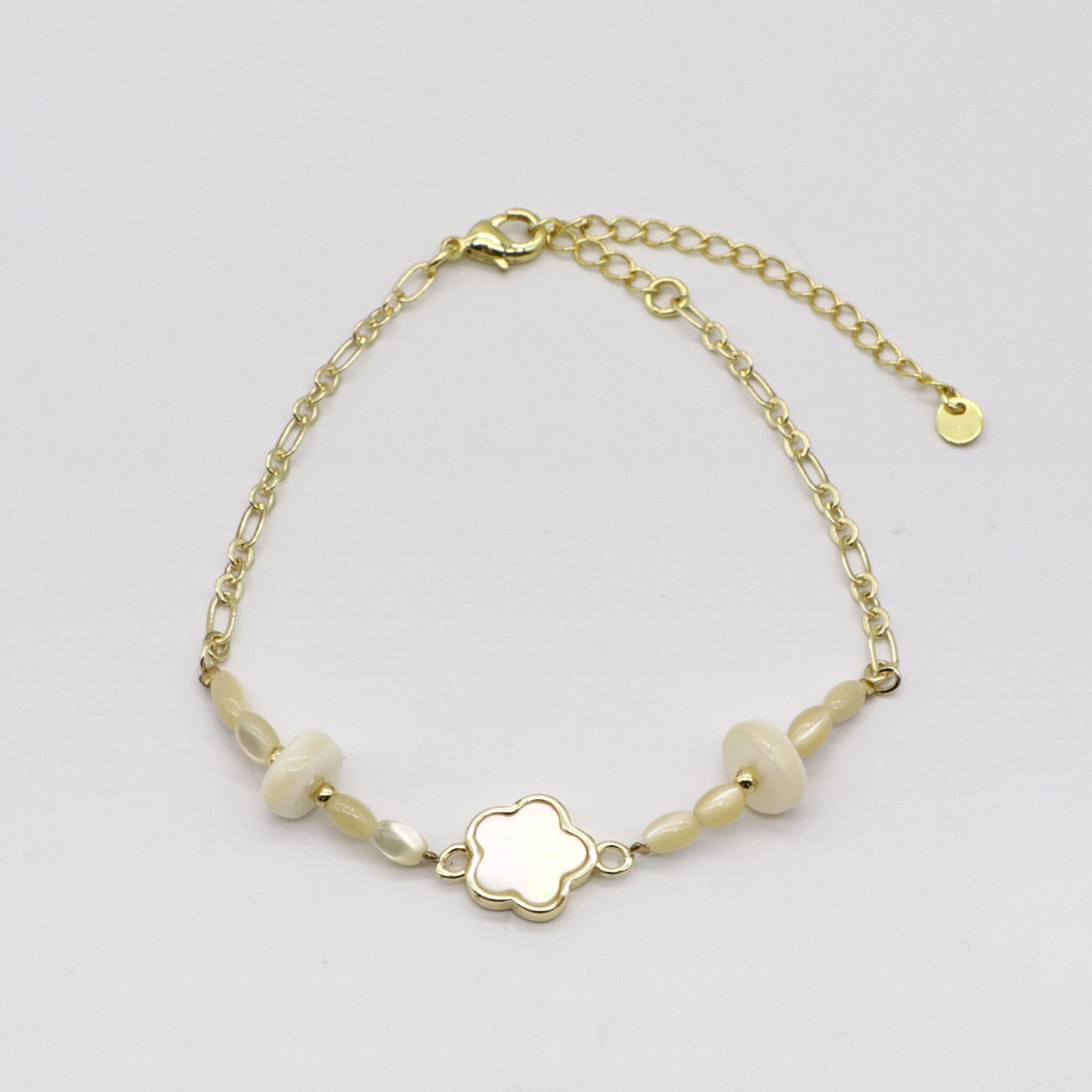 Elegant Mother of Pearl and Freshwater Pearl Plum Blossom Charm Bracelet Set [B124]
