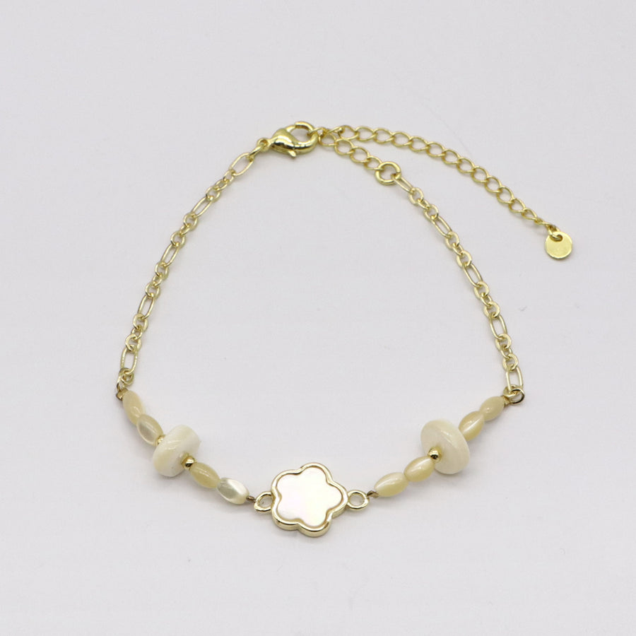 Casual Chic Cross and Clover Natural Stone Bracelet Set [B125]