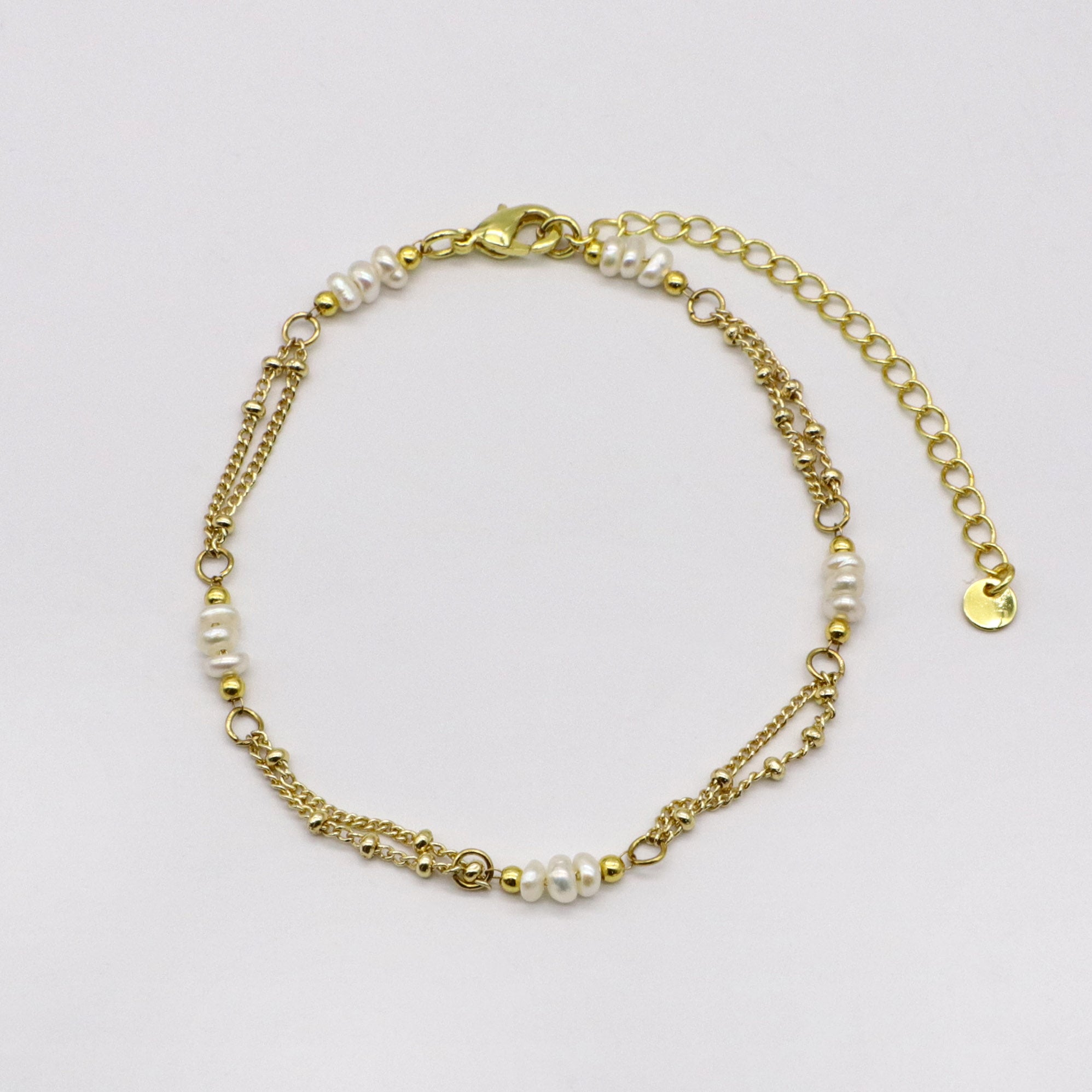 Elegant Pearl and Stone Metallic Style Bracelet Set  [B132]