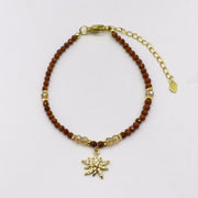 Warm Sun Charm Stackable Bracelet Set with Tiger's Eye and Gold Sand Stone [B129]