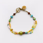 Boho Summer Vibes Beaded Stack Bracelet Set with Turquoise and Shell [B128]