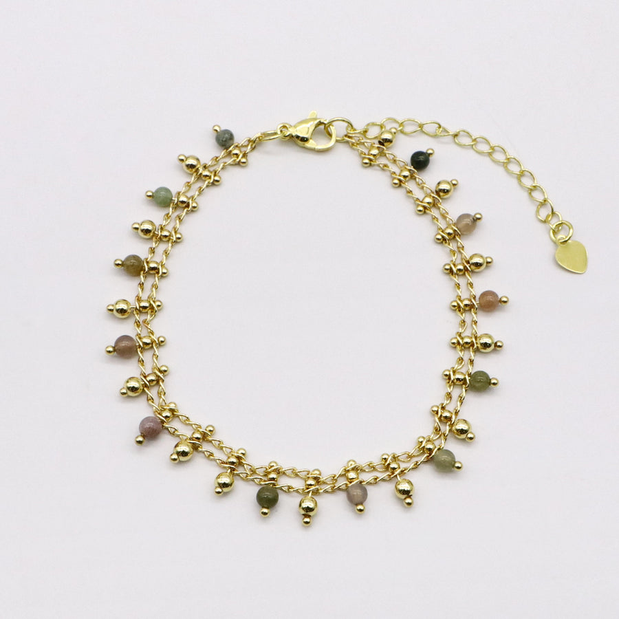 Elegant Pearl and Stone Metallic Style Bracelet Set  [B132]