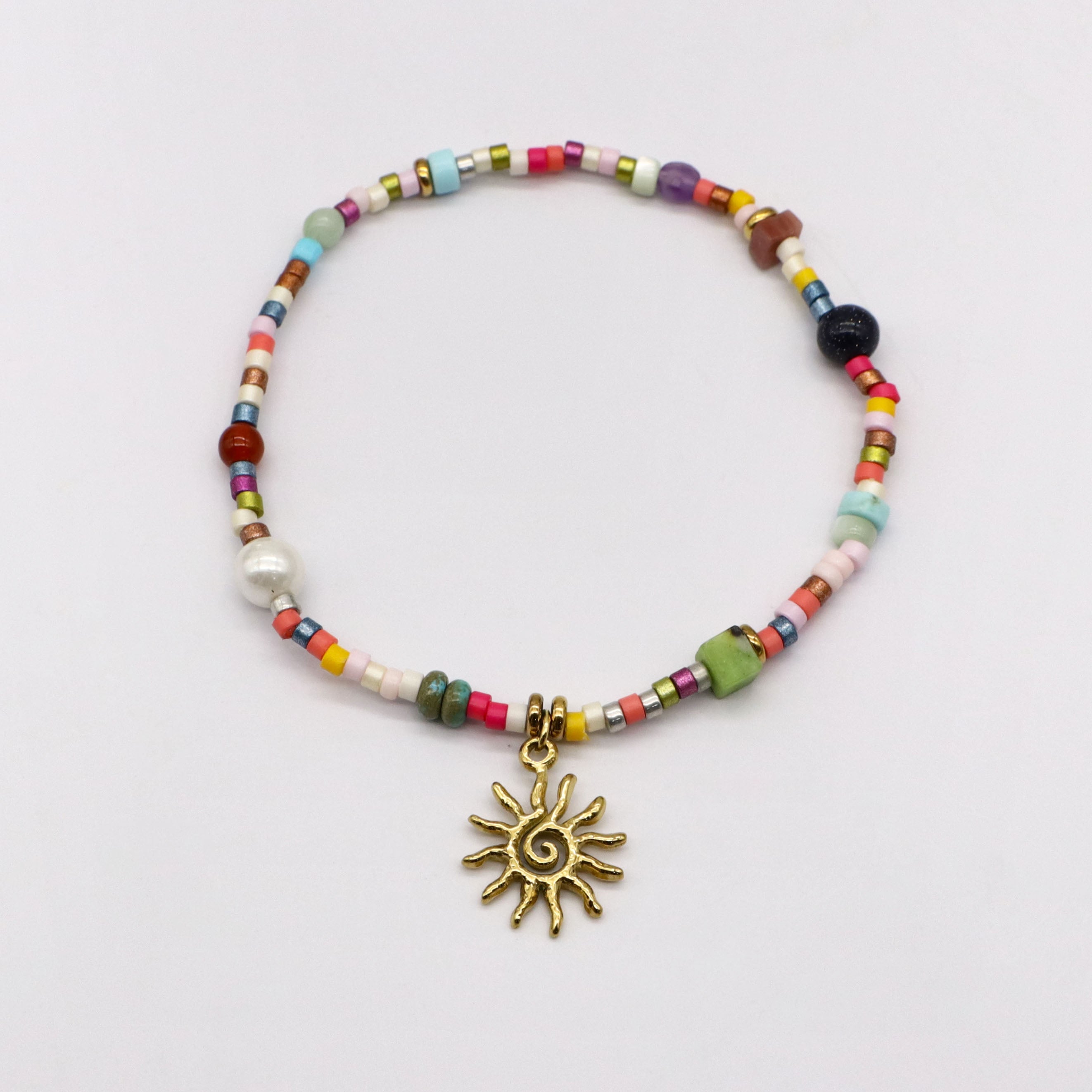 Bohemia Bracelet Set with Multicolor Natural Stone Beads  [B157]