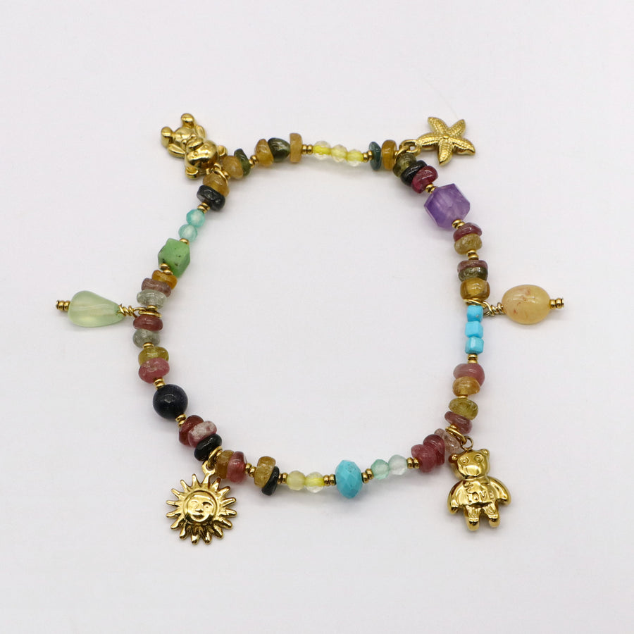 Bohemia Bracelet Set with Multicolor Natural Stone Beads  [B157]