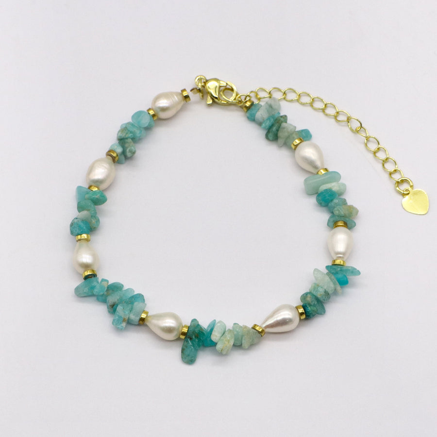Ocean Vibe Amazonite & Pearl Stackable Bracelet Set [B131]
