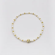 Elegant Pearl and Stone Metallic Style Bracelet Set  [B132]