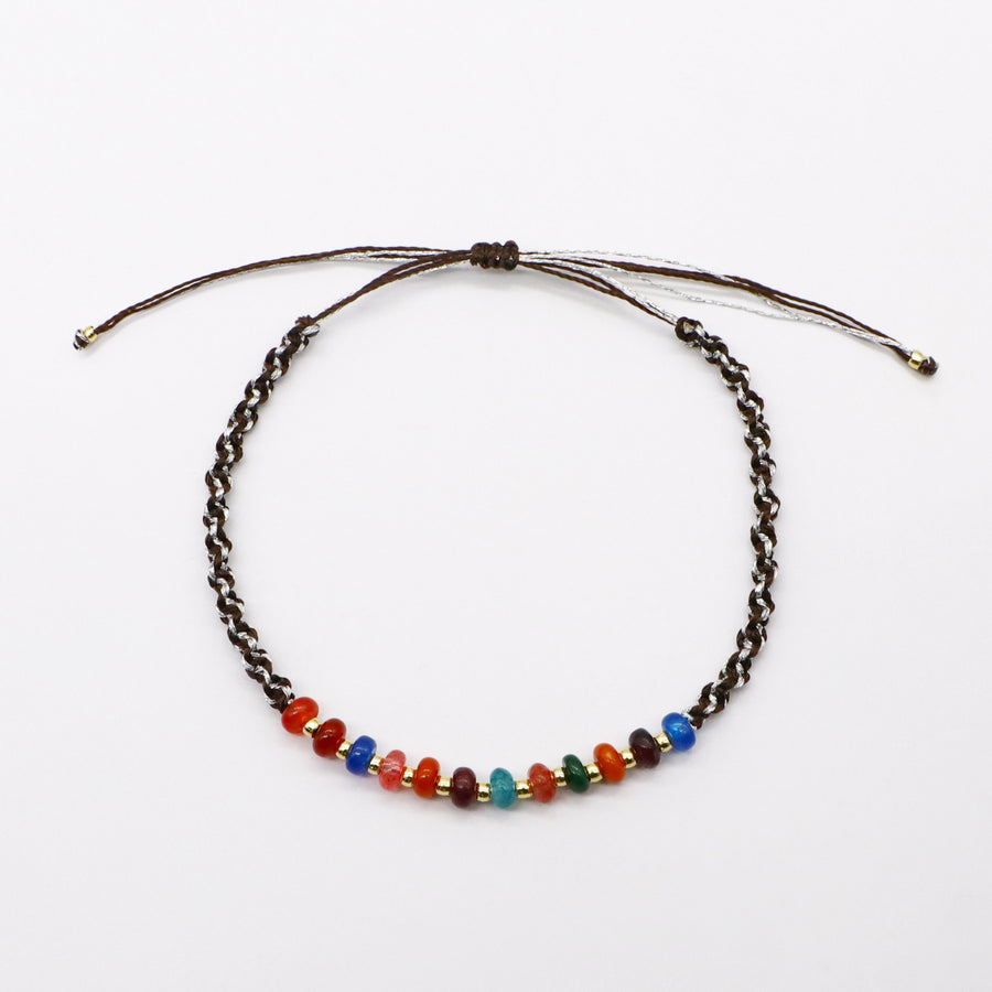 Boho Multicolor Natural Stone Layered Colorful Braided Bracelets [B134]