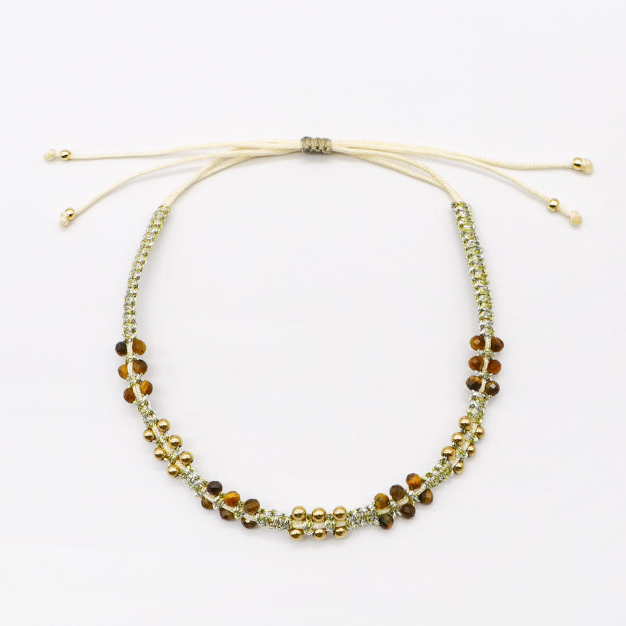 Boho 2mm Faceted Natural Stone Beads Knotting Handmade Bracelet Jewelry [B135]