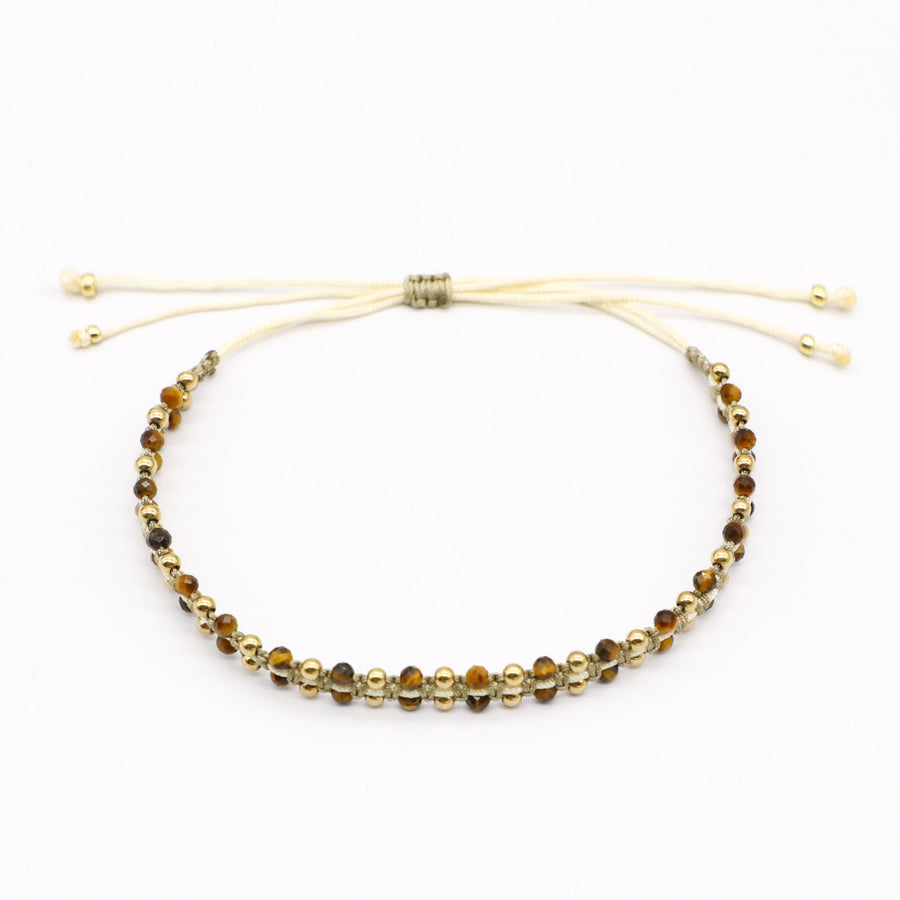 Earthy Tone CZ and Natural Stone Knotting Bracelets [B136]