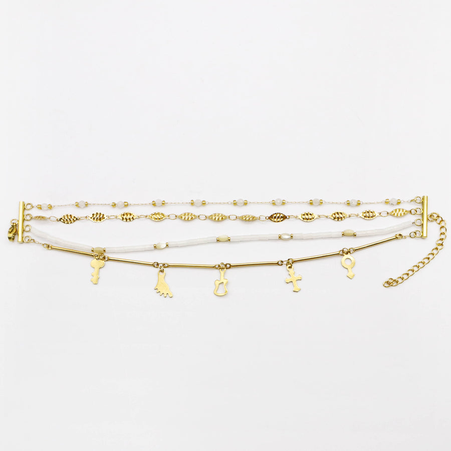 Stainless Steel Metal Style Delicate Bracelet Set [B137]