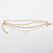 Exquisite Stainless Steel bracelet Decorated with Trochid Shell and Freshwater Pearls Set [B138]