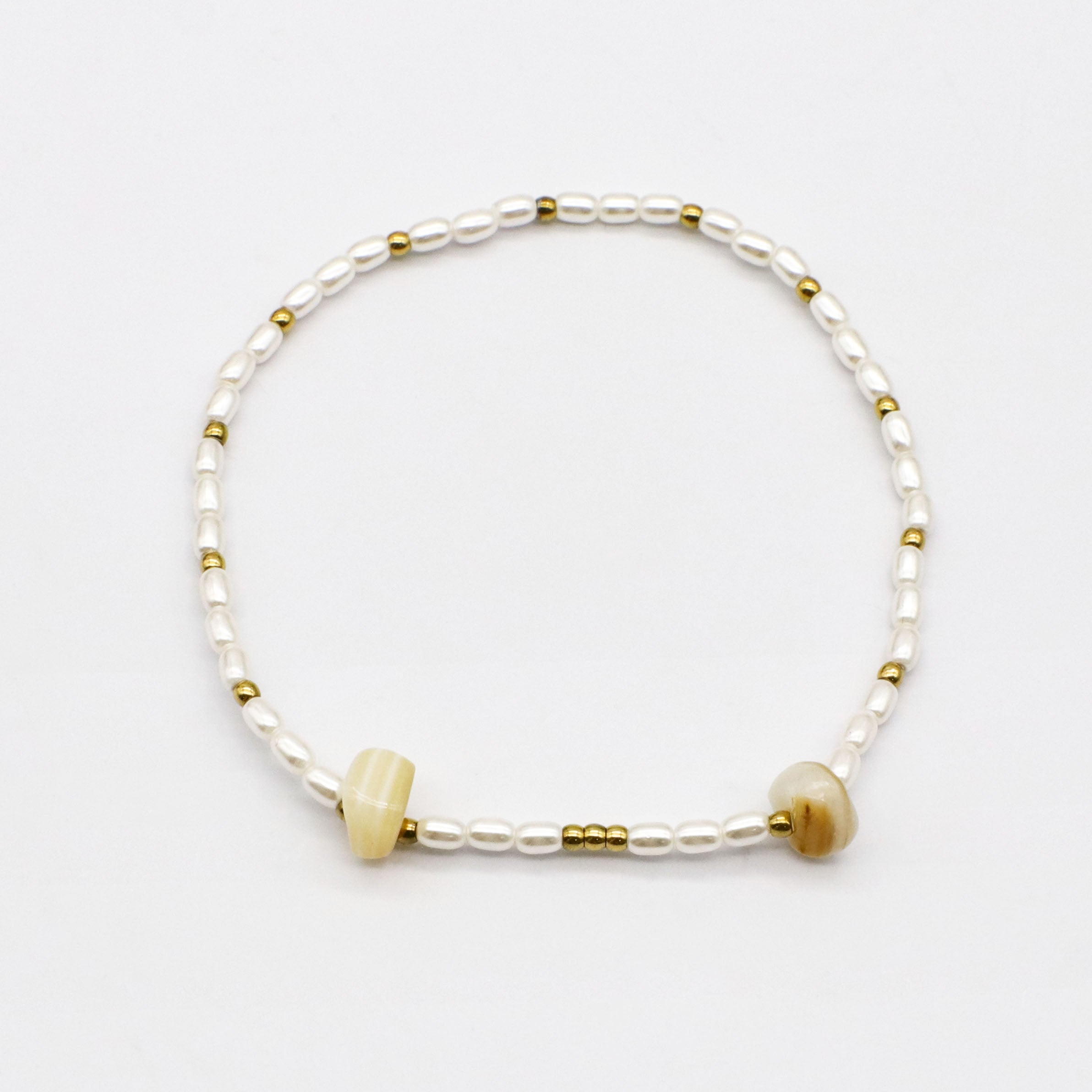 Exquisite Stainless Steel bracelet Decorated with Trochid Shell and Freshwater Pearls Set [B138]