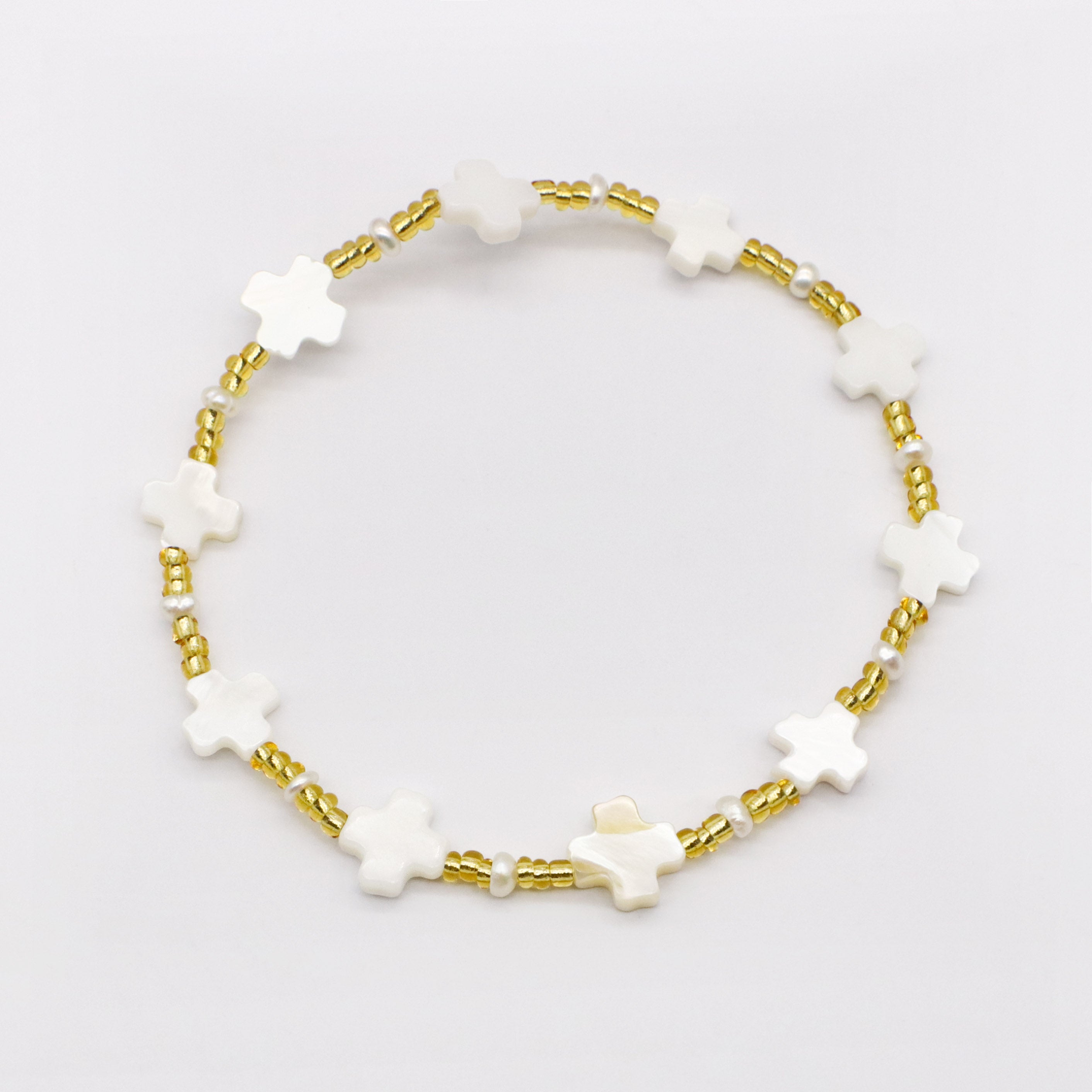 Boho Gold Plated Stackable Bracelet Set with White Clover [B142]