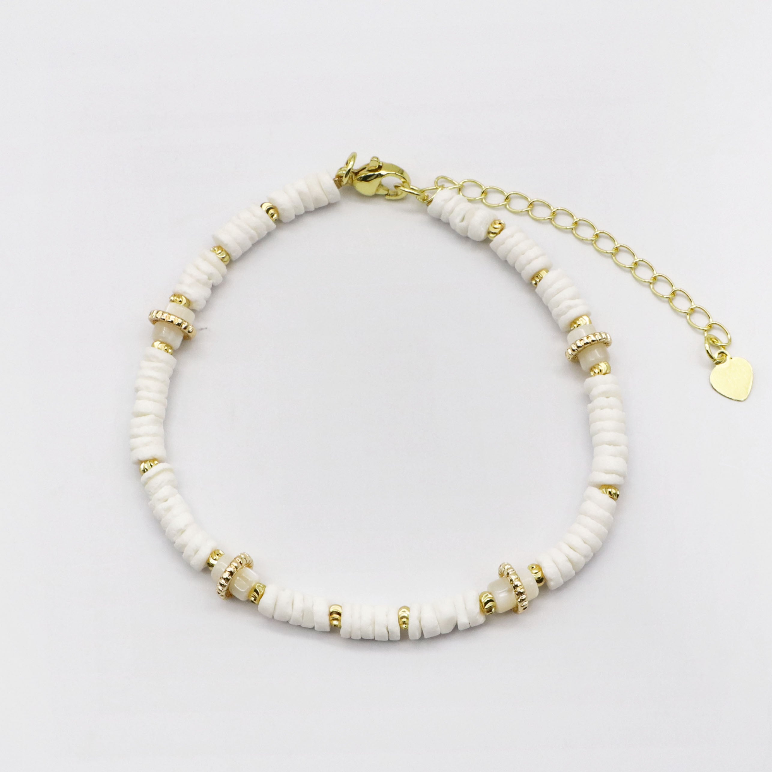 Shell and Pearl Gold Plated Layered Bracelet Stack Set [B143]