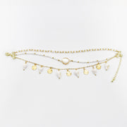 Shell and Pearl Gold Plated Layered Bracelet Stack Set [B143]