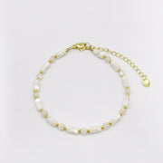 Clover and Pearl Gold Plated Layered Original Bracelet Stack Set [B144]