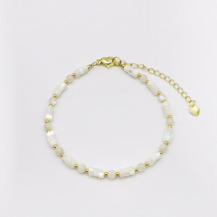 Clover and Pearl Gold Plated Layered Original Bracelet Stack Set [B144]