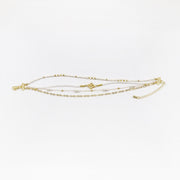 Clover and Pearl Gold Plated Layered Original Bracelet Stack Set [B144]