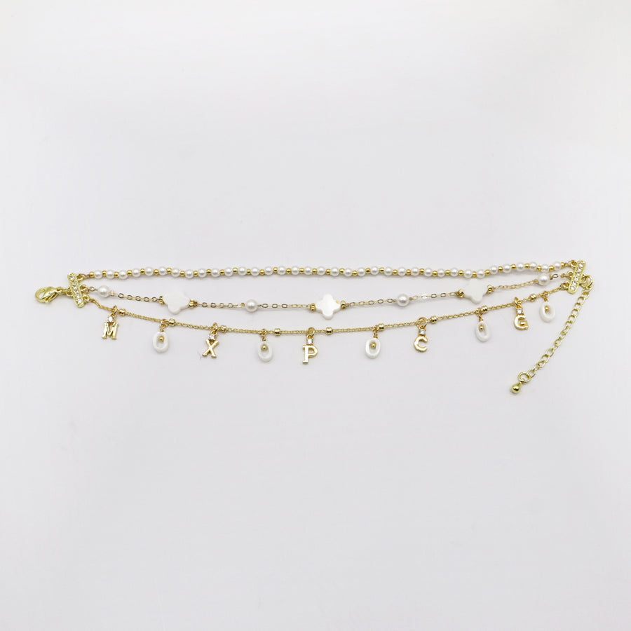 Shell Alphabet Layered Bracelet  [B145]